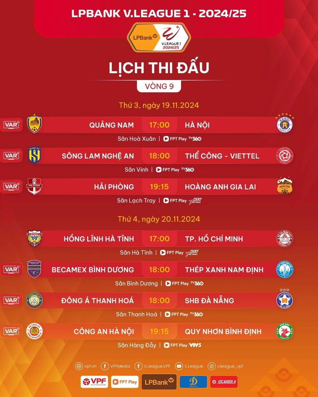 Vòng 9 V.League 1: Cơ hội để Đông Á Thanh Hóa củng cố ngôi đầu
