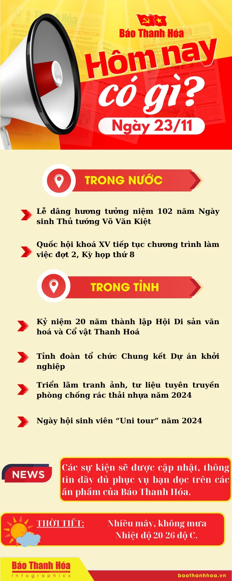 Hôm nay có gì? - Sự kiện nổi bật ngày 23/11/2024