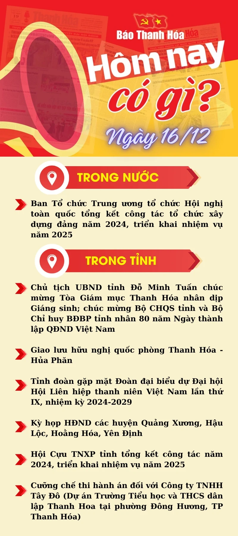 Hôm nay có gì? - Sự kiện nổi bật ngày 16/12/2024