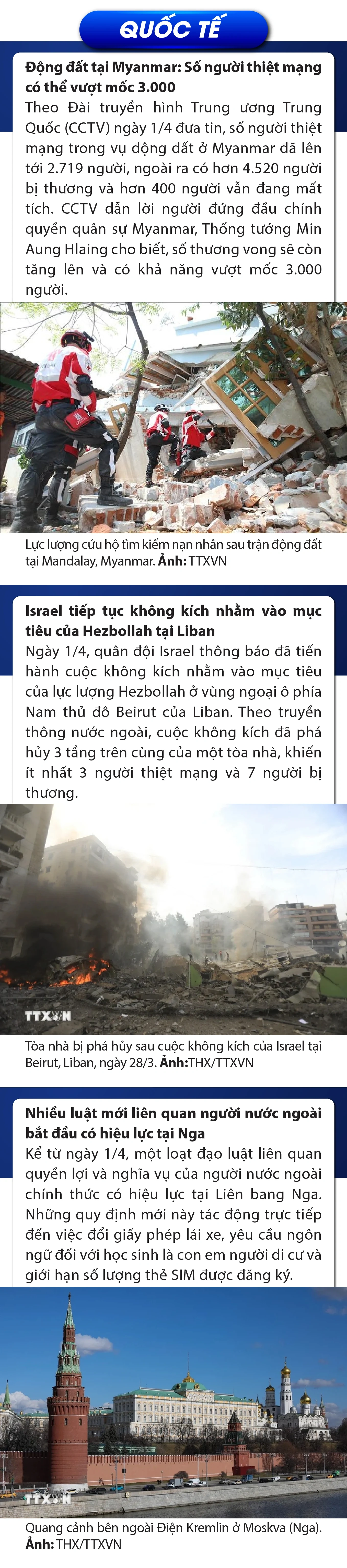 Sự kiện nổi bật trong nước, quốc tế ngày 1/4/2025