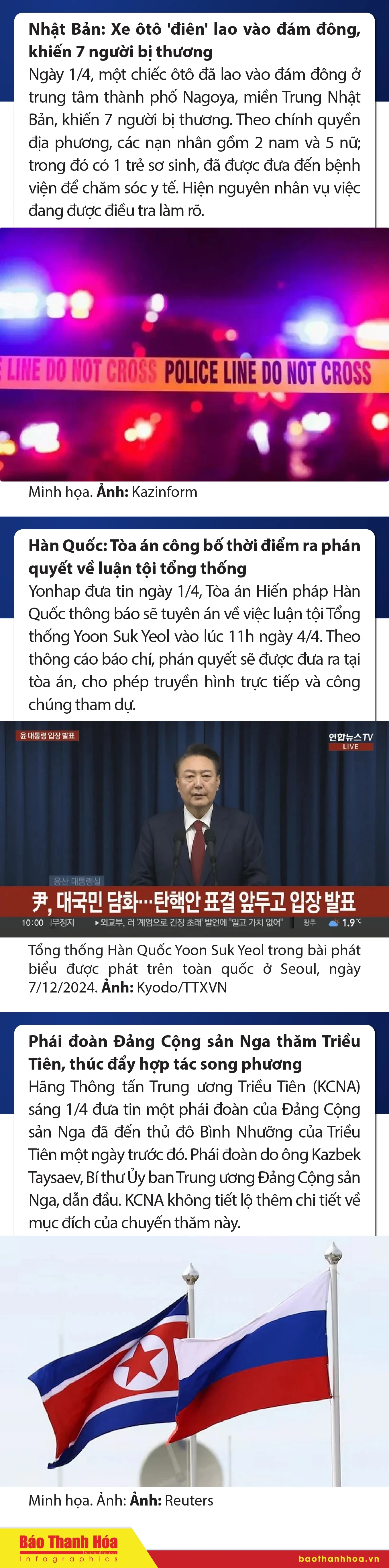 Sự kiện nổi bật trong nước, quốc tế ngày 1/4/2025