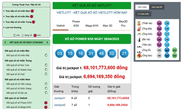 Trực tiếp xổ số Vietlott: Cập nhật nhanh chóng, chính xác từng giây