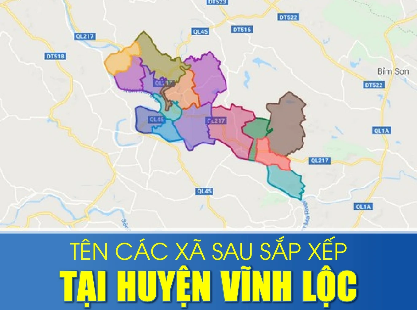 Tên các xã sau sắp xếp tại huyện Vĩnh Lộc