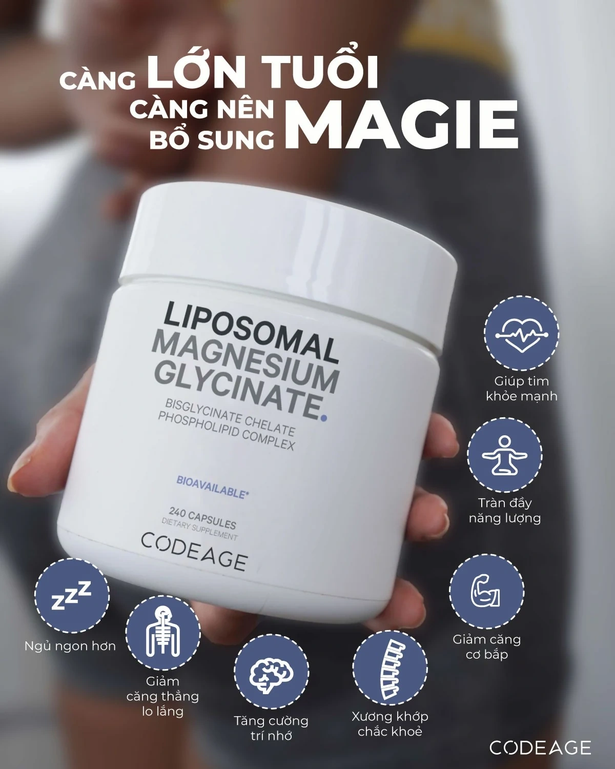 Ngủ sâu, giảm stress với Liposomal Magnesium Glycinate