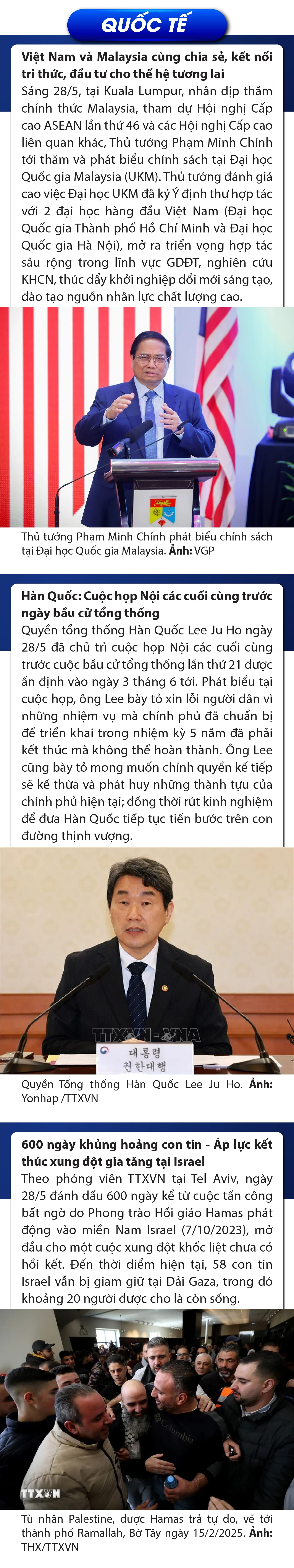 Sự kiện nổi bật trong nước, quốc tế ngày 28/5/2025