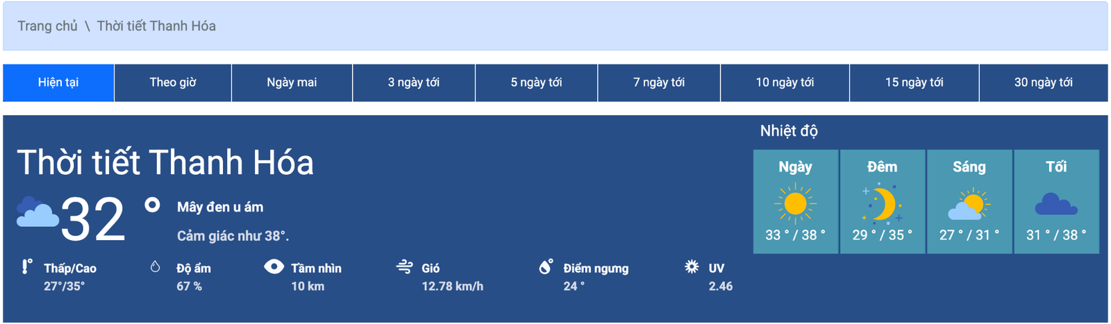 Cách xem dự báo thời tiết Thanh Hóa nhanh chóng chính xác