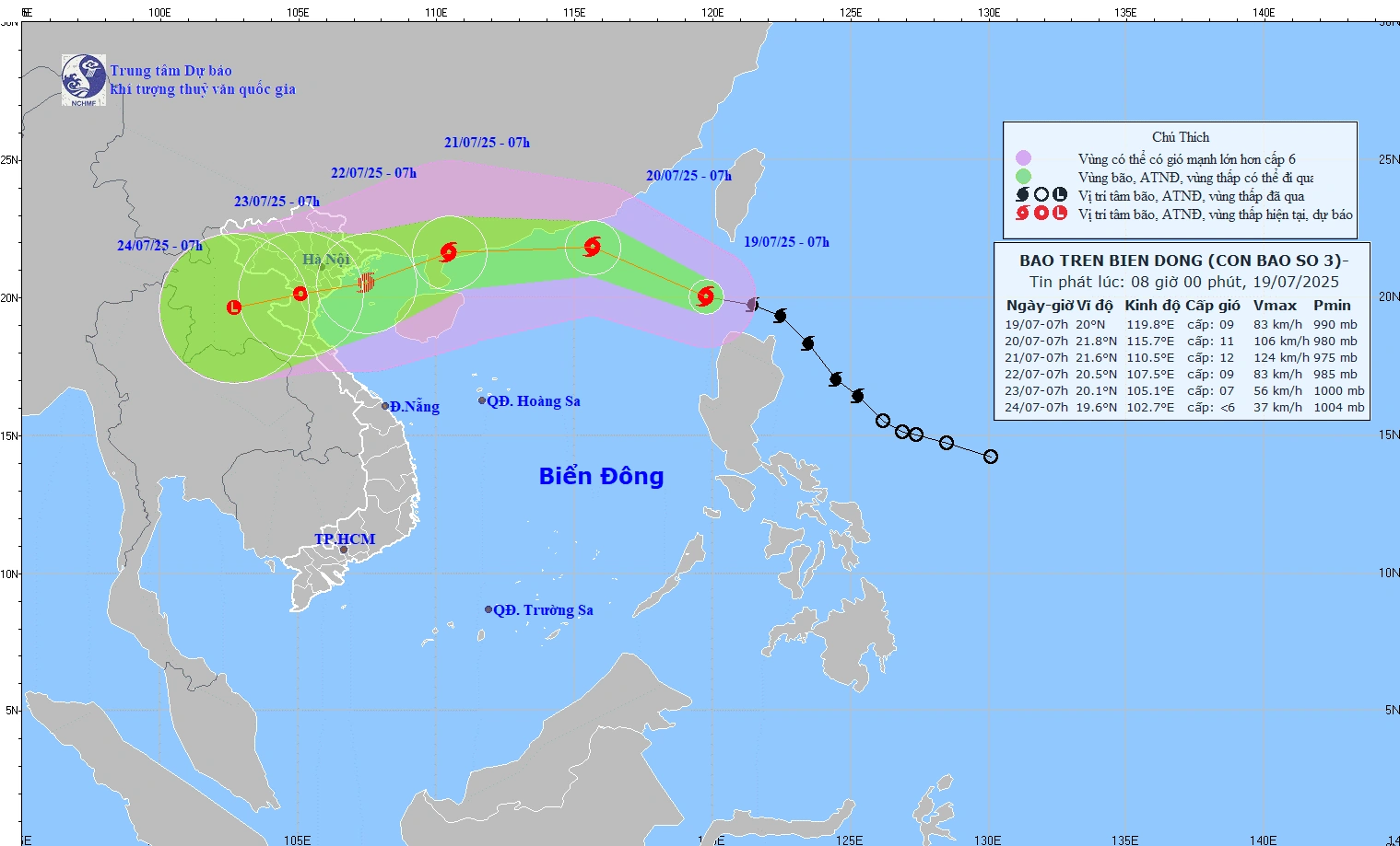 Bão Wipha trở thành cơn bão số 3 năm 2025