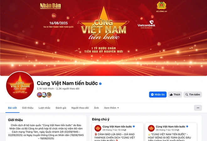 Cảnh báo hàng loạt fanpage mạo danh chiến dịch “Cùng Việt Nam tiến bước”