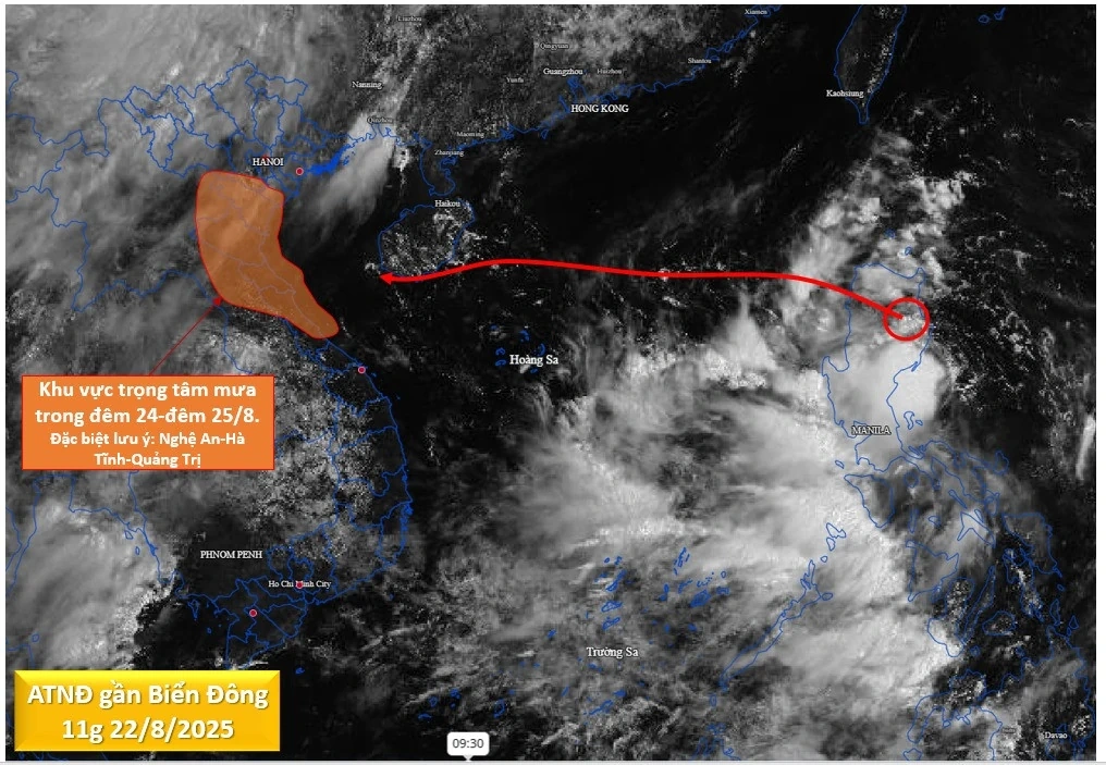 Bão số 5 sắp hình thành cường độ cực đại giật cấp 15, dự báo vào đất liền 25/8