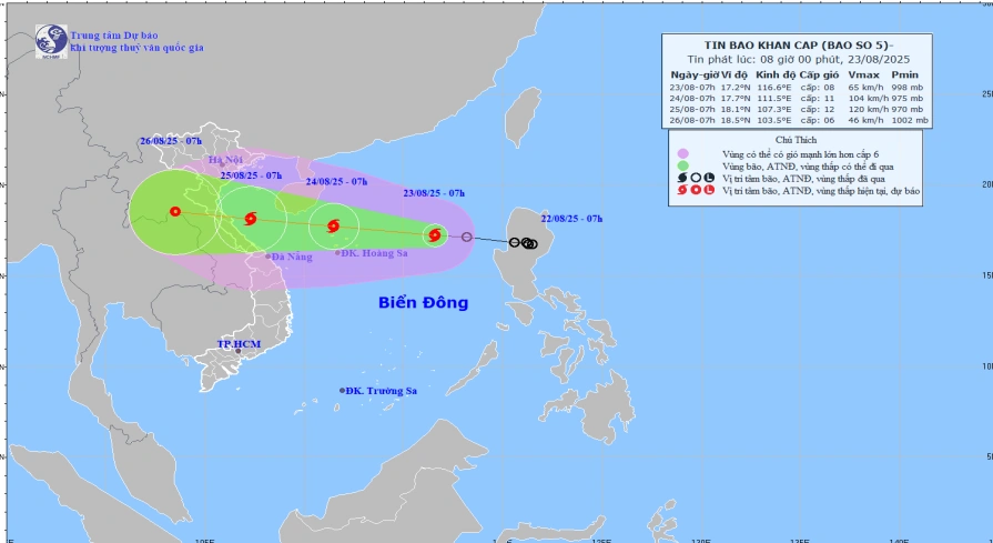 Bão số 5 (Kajiki) di chuyển nhanh, sức gió giật mạnh, Thanh Hóa sẽ có mưa to diện rộng