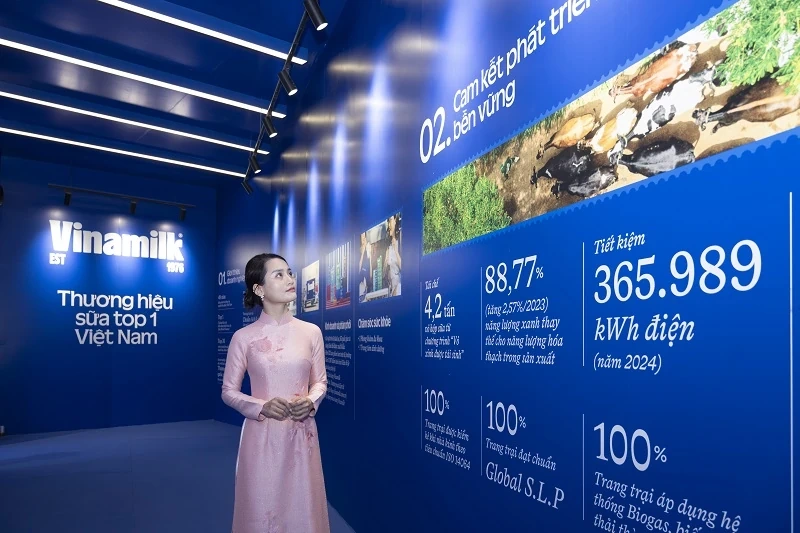 Người dân thích thú trải nghiệm không gian trưng bày của Vinamilk tại triển lãm thành tựu đất nước 80 năm