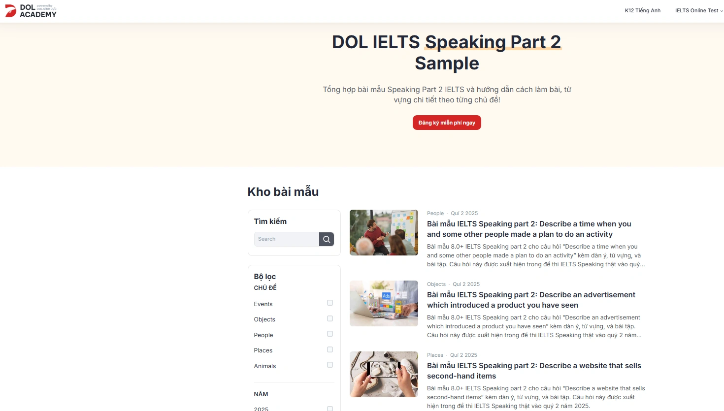 Chinh phục IELTS Speaking Part 1 & IELTS Speaking Part 2 hiệu quả cùng DOL Academy