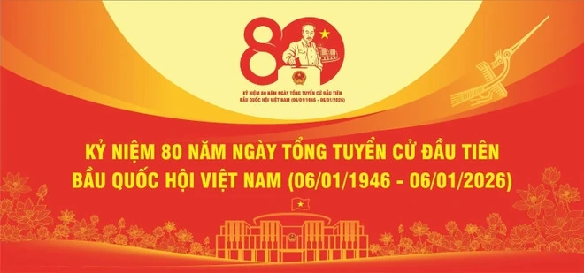 Mẫu biểu trưng chính thức kỷ niệm 80 năm Ngày Tổng tuyển cử đầu tiên
