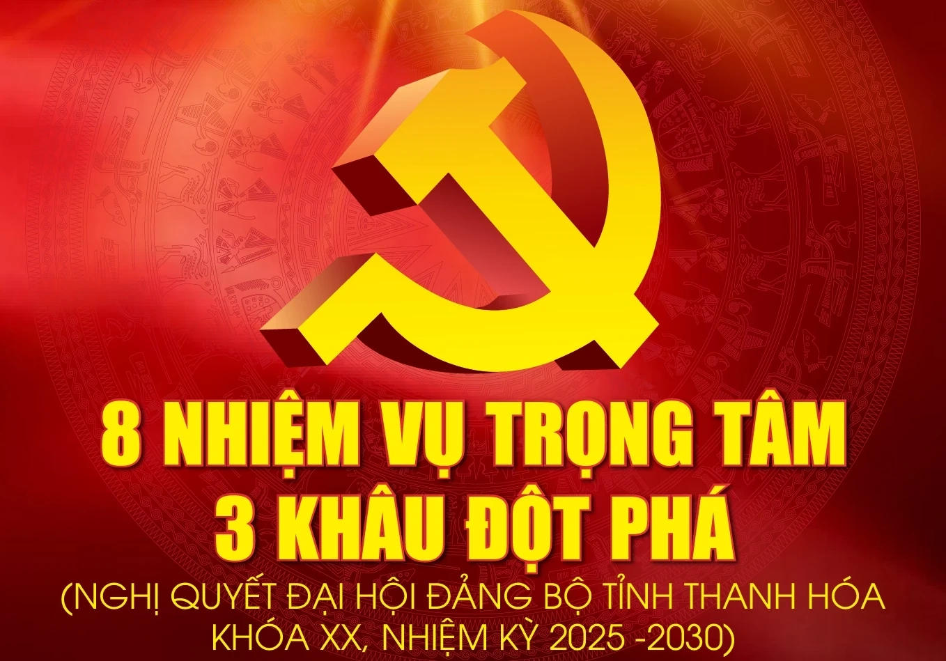 [Infographics] - 8 nhiệm vụ trọng tâm, 3 khâu đột phá trong Nghị quyết Đại hội Đảng bộ tỉnh Thanh Hóa lần thứ XX