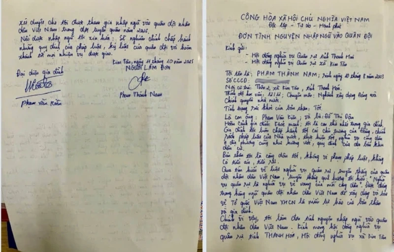 30 thanh niên xã Kim Tân viết đơn tình nguyện nhập ngũ