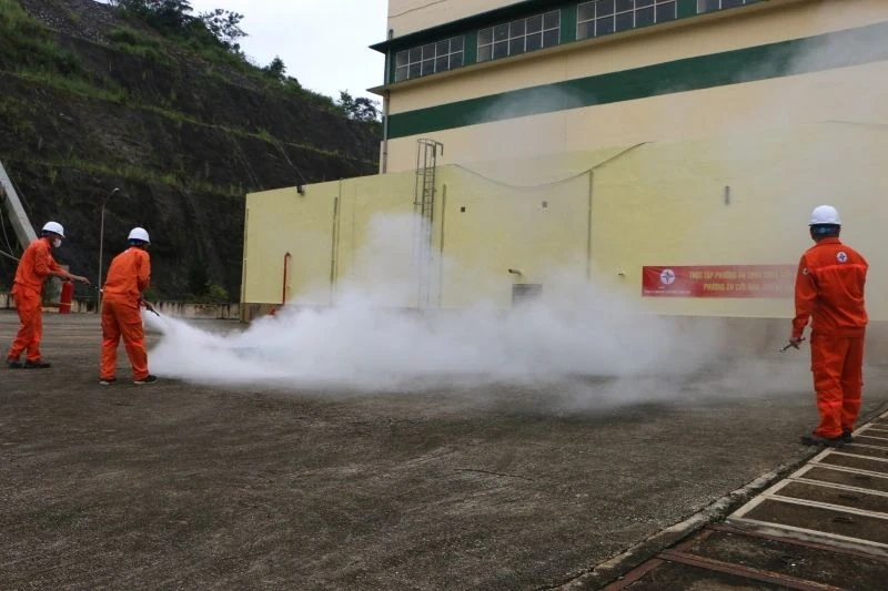 Thủy điện Trung Sơn hoàn thành diễn tập phương án phòng cháy, chữa cháy và cứu nạn, cứu hộ năm 2025