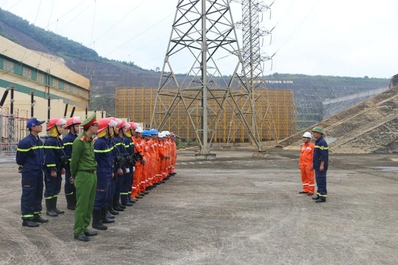 Thủy điện Trung Sơn hoàn thành diễn tập phương án phòng cháy, chữa cháy và cứu nạn, cứu hộ năm 2025