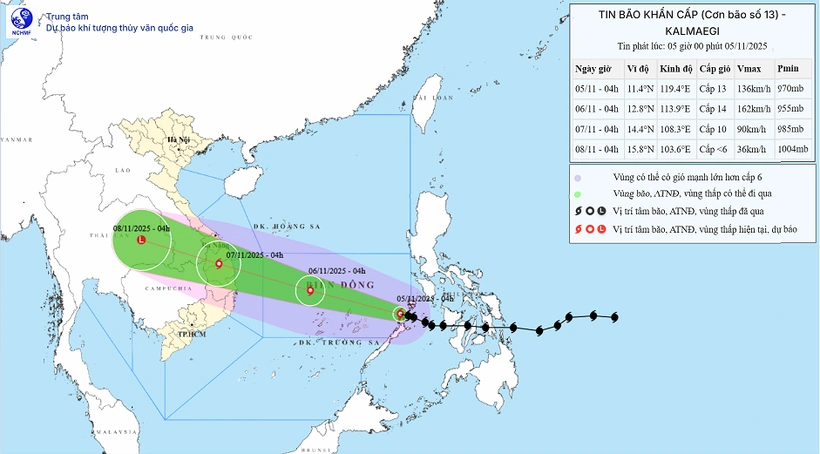 Bão số 13 (Kalmaegi) giật cấp 16, đi vào Biển Đông