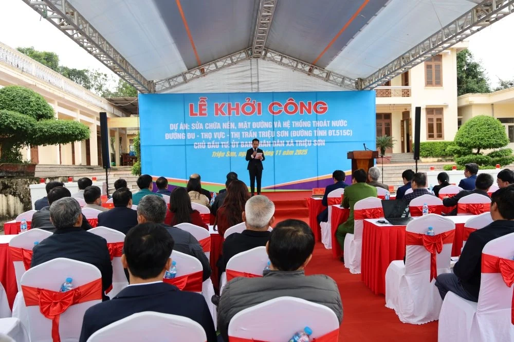 Khởi công dự án sửa chữa đường tỉnh 515C đoạn qua xã Triệu Sơn, Thọ Phú