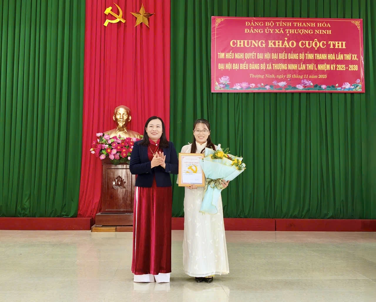 Thượng Ninh tổ chức chung khảo cuộc thi tìm hiểu Nghị quyết Đại hội Đảng bộ tỉnh lần thứ XX; Đại hội Đảng bộ xã lần thứ nhất