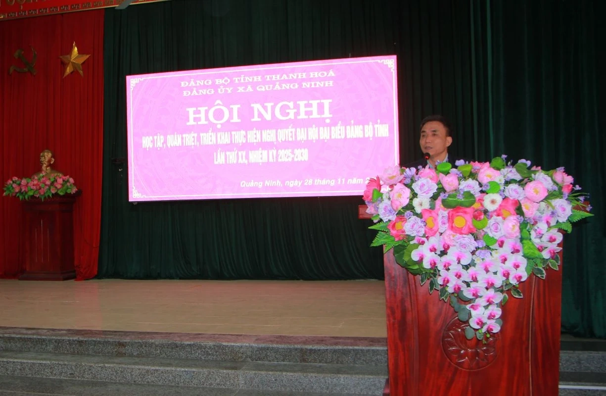 Xã Quảng Ninh triển khai học tập, quán triệt Nghị quyết Đại hội Đảng bộ tỉnh lần thứ XX