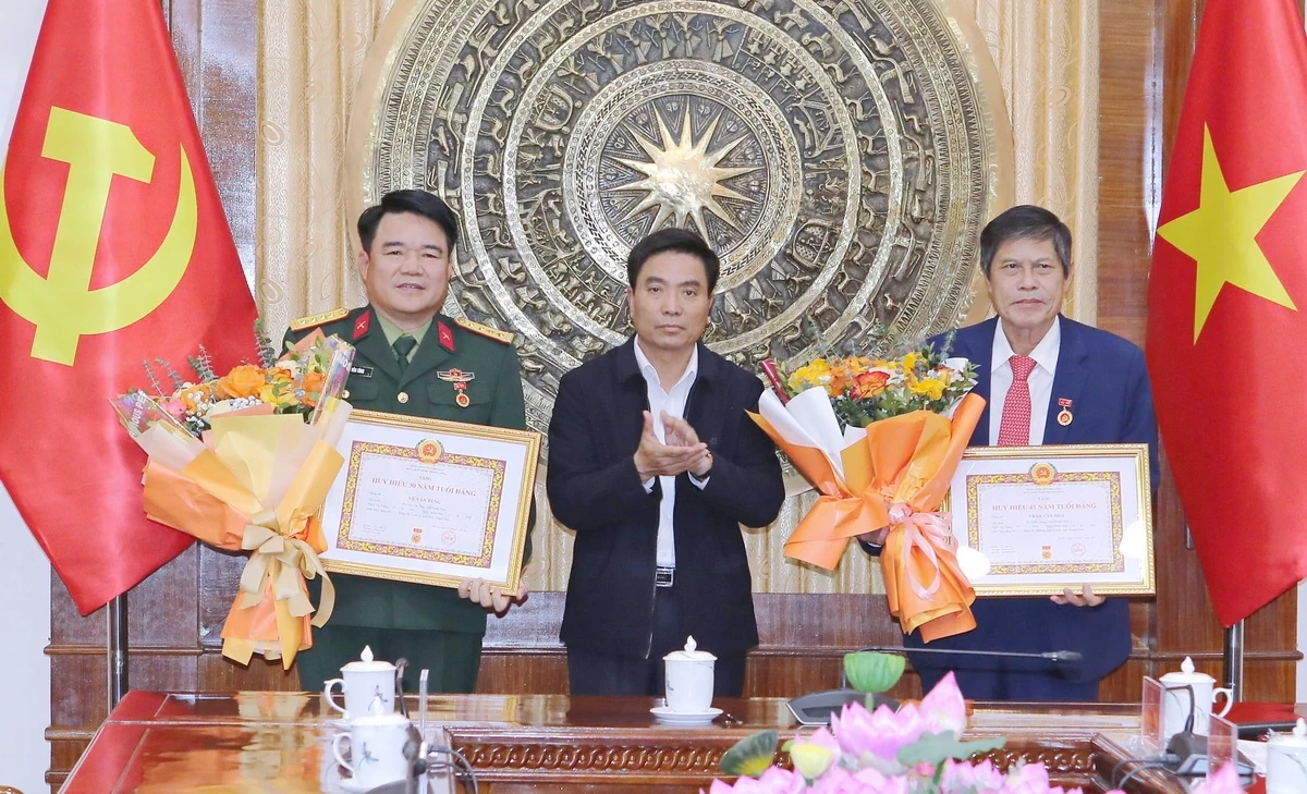 Trao tặng Huy hiệu Đảng cho các đồng chí nguyên lãnh đạo và lãnh đạo tỉnh