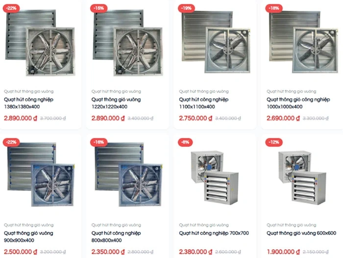 Quạt thông gió vuông Phú Đạt Vượng nâng chất lượng không khí cho nhà xưởng