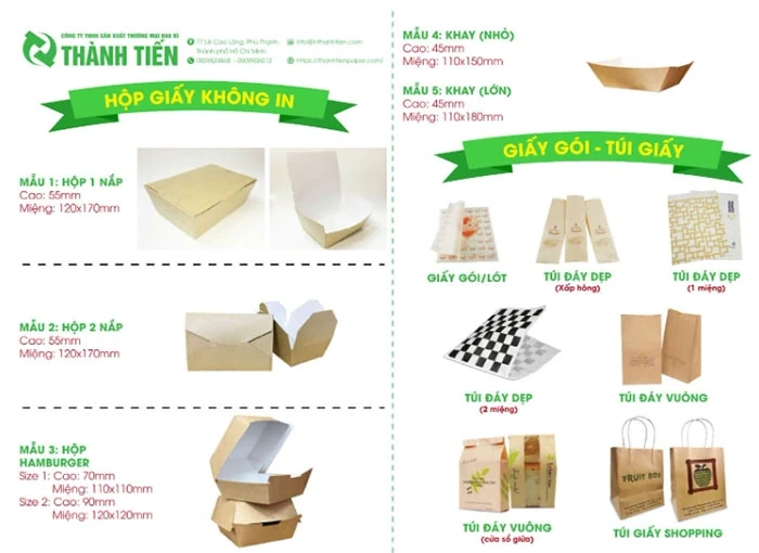 Công ty in ly tô giấy, hộp giấy, túi giấy giá rẻ Thành Tiến Paper TPHCM