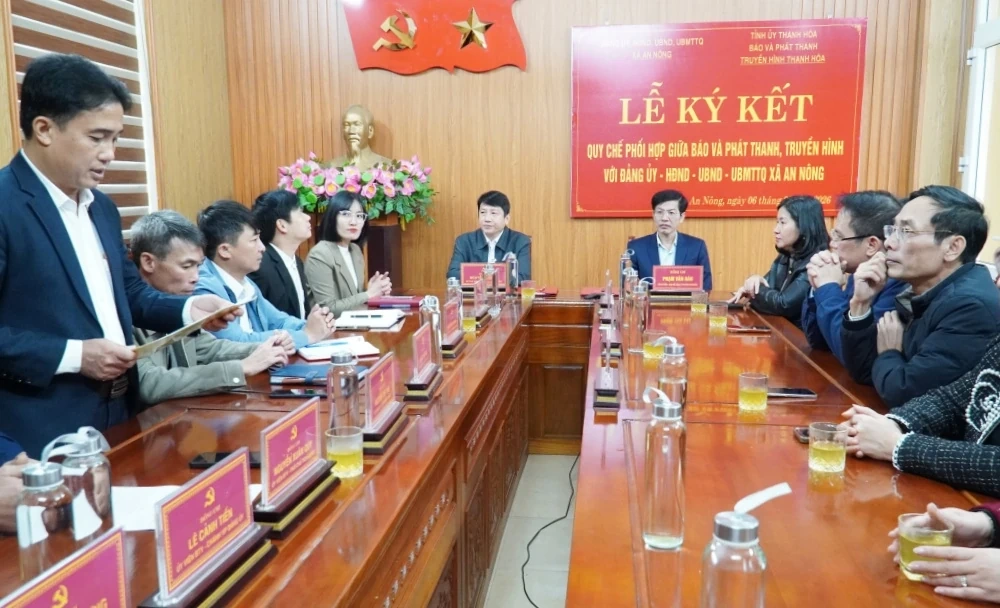 Xã An Nông và Báo và PTTH Thanh Hóa ký kết quy chế phối hợp tuyên truyền