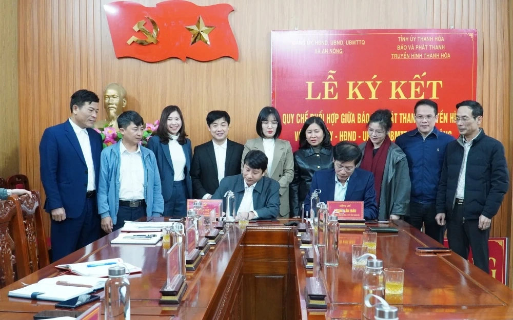 Xã An Nông và Báo và PTTH Thanh Hóa ký kết quy chế phối hợp tuyên truyền