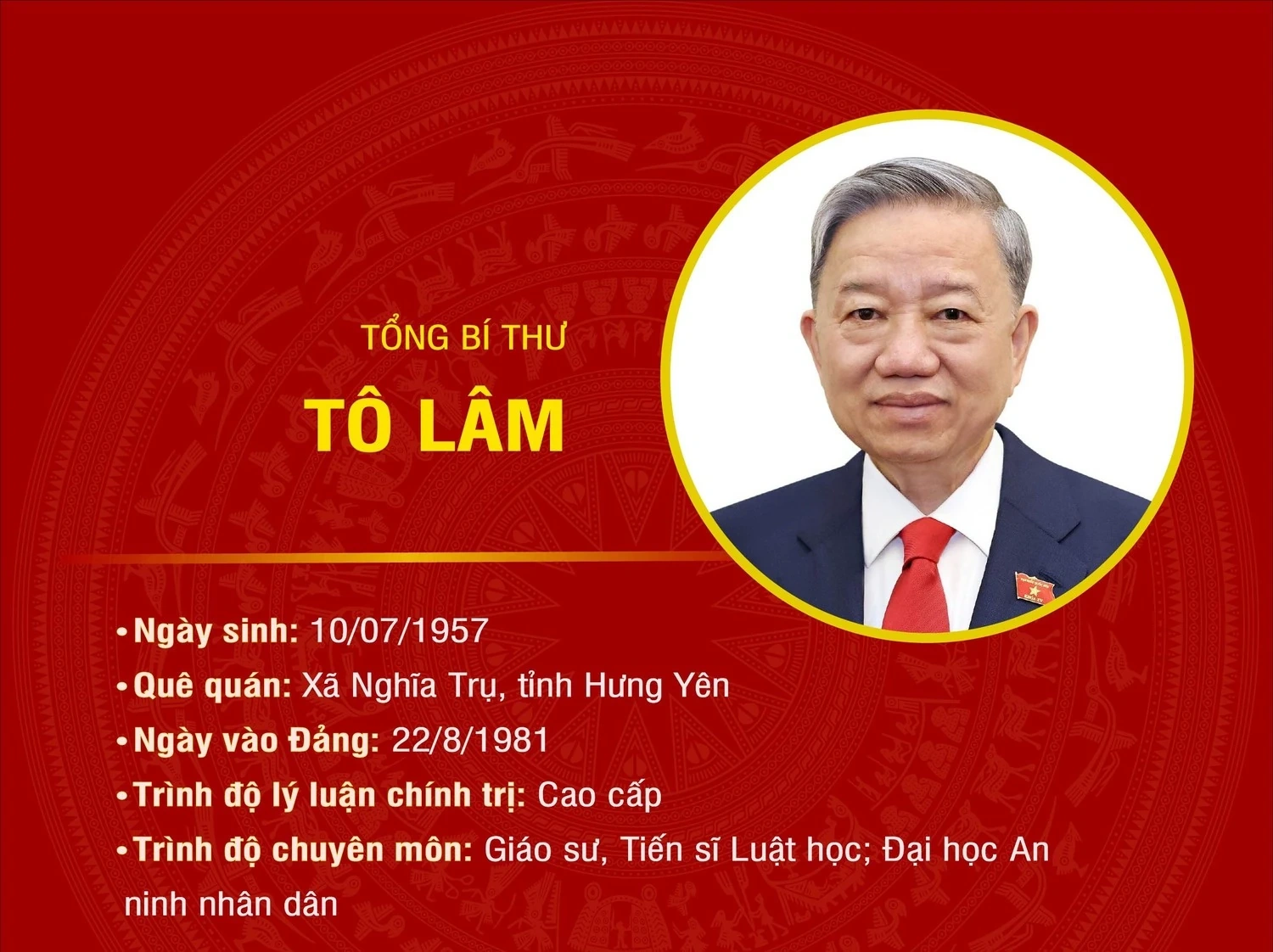 [Infographic] Tiểu sử Tổng Bí thư Tô Lâm