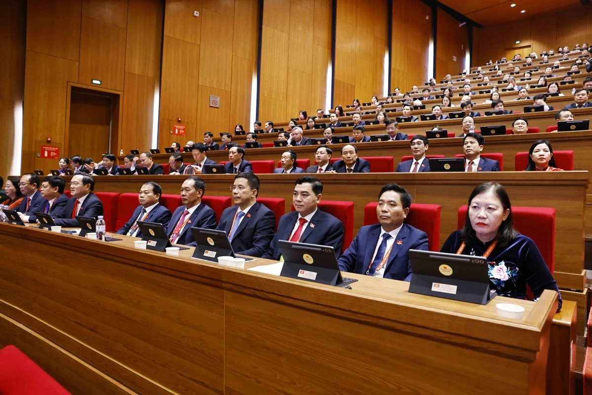 Hình ảnh Đoàn đại biểu Đảng bộ tỉnh Thanh Hóa tại phiên khai mạc Đại hội XIV của Đảng