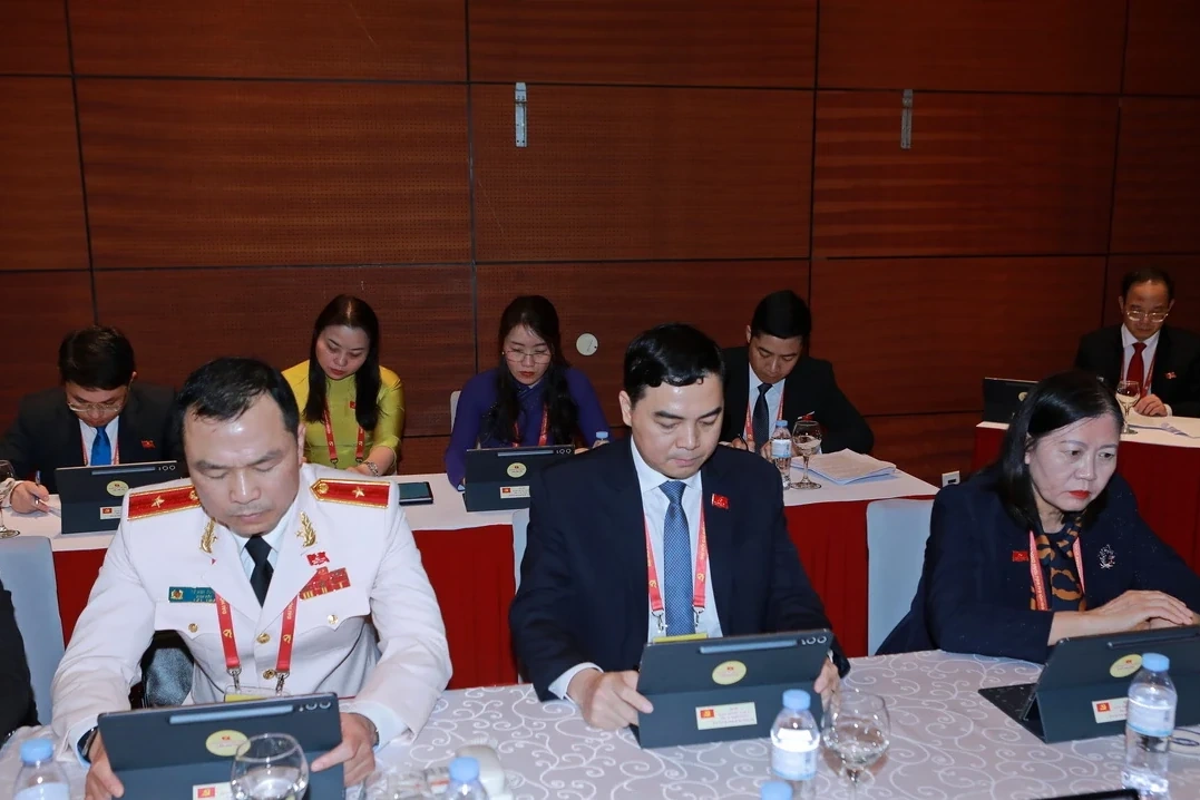 Hình ảnh Đoàn đại biểu Đảng bộ tỉnh Thanh Hóa tại phiên khai mạc Đại hội XIV của Đảng