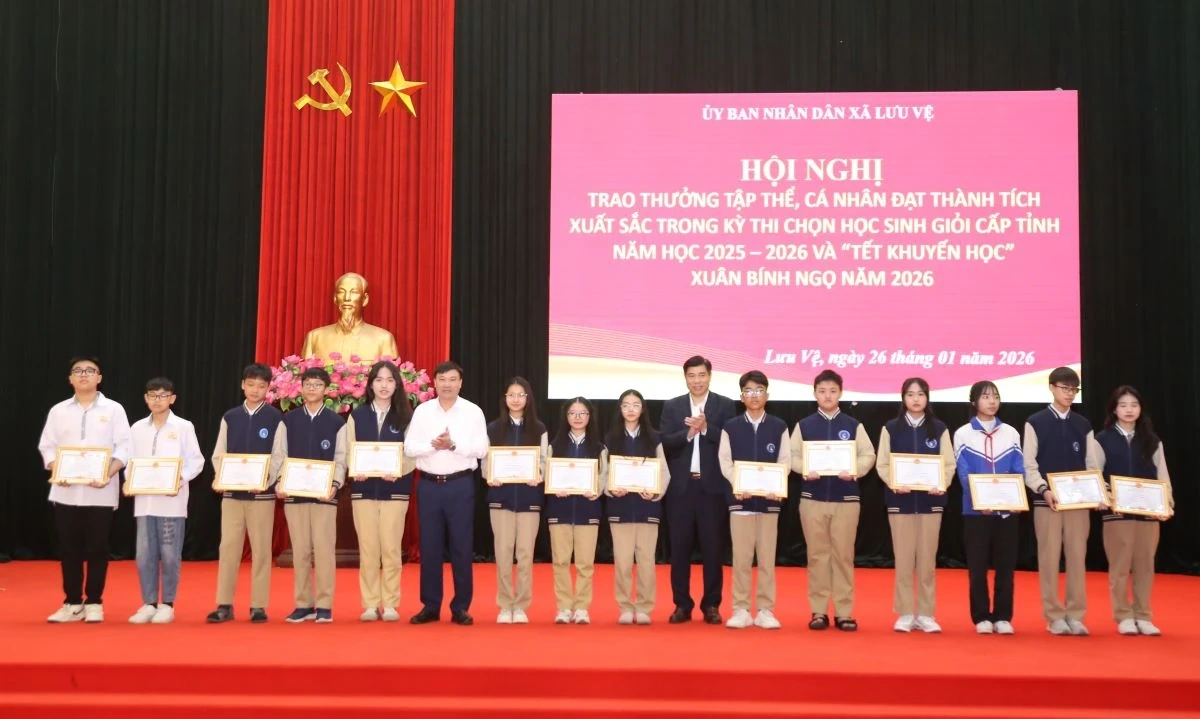Xã Lưu Vệ khen thưởng học sinh giỏi cấp tỉnh và tổ chức Tết Khuyến học xuân Bính Ngọ 2026