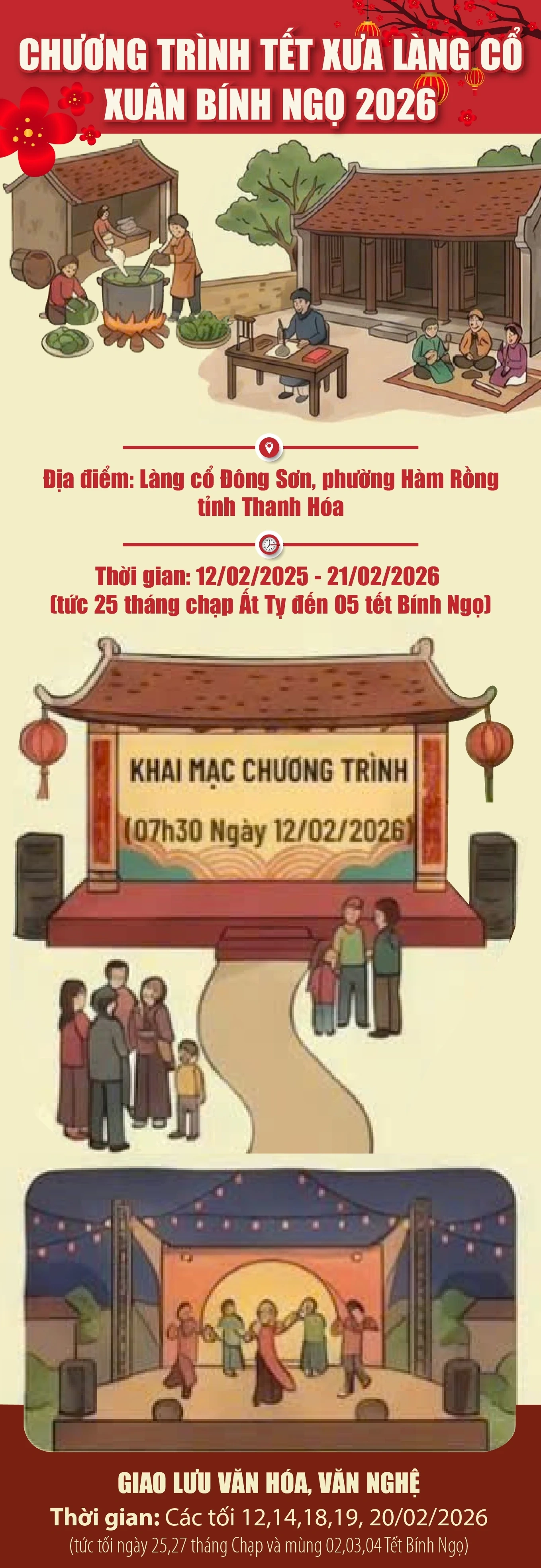 [Infographics] - Chương trình Tết xưa làng cổ Xuân Bính Ngọ 2026