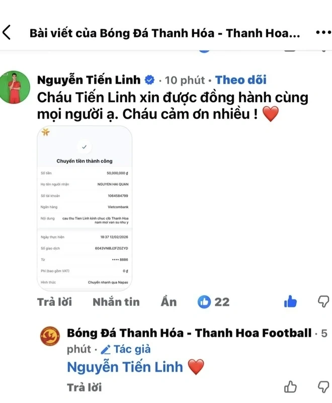 Tiến Linh, Bùi Tiến Dũng ủng hộ Đông Á Thanh Hóa vượt khó; Arsenal sẩy chân, cuộc đua vô địch thêm căng thẳng