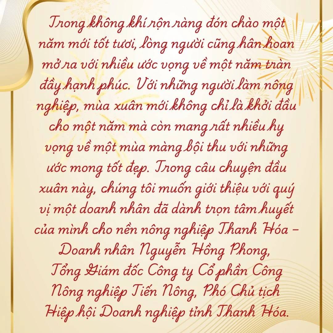 Trò chuyện đầu xuân: Tư duy doanh nhân và khát vọng nông nghiệp bền vững