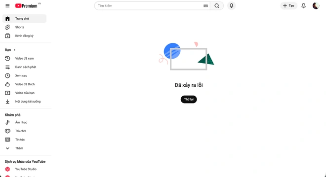 Trang chủ YouTube bất ngờ trống trơn, không hiện video trong ngày Mùng 2 Tết