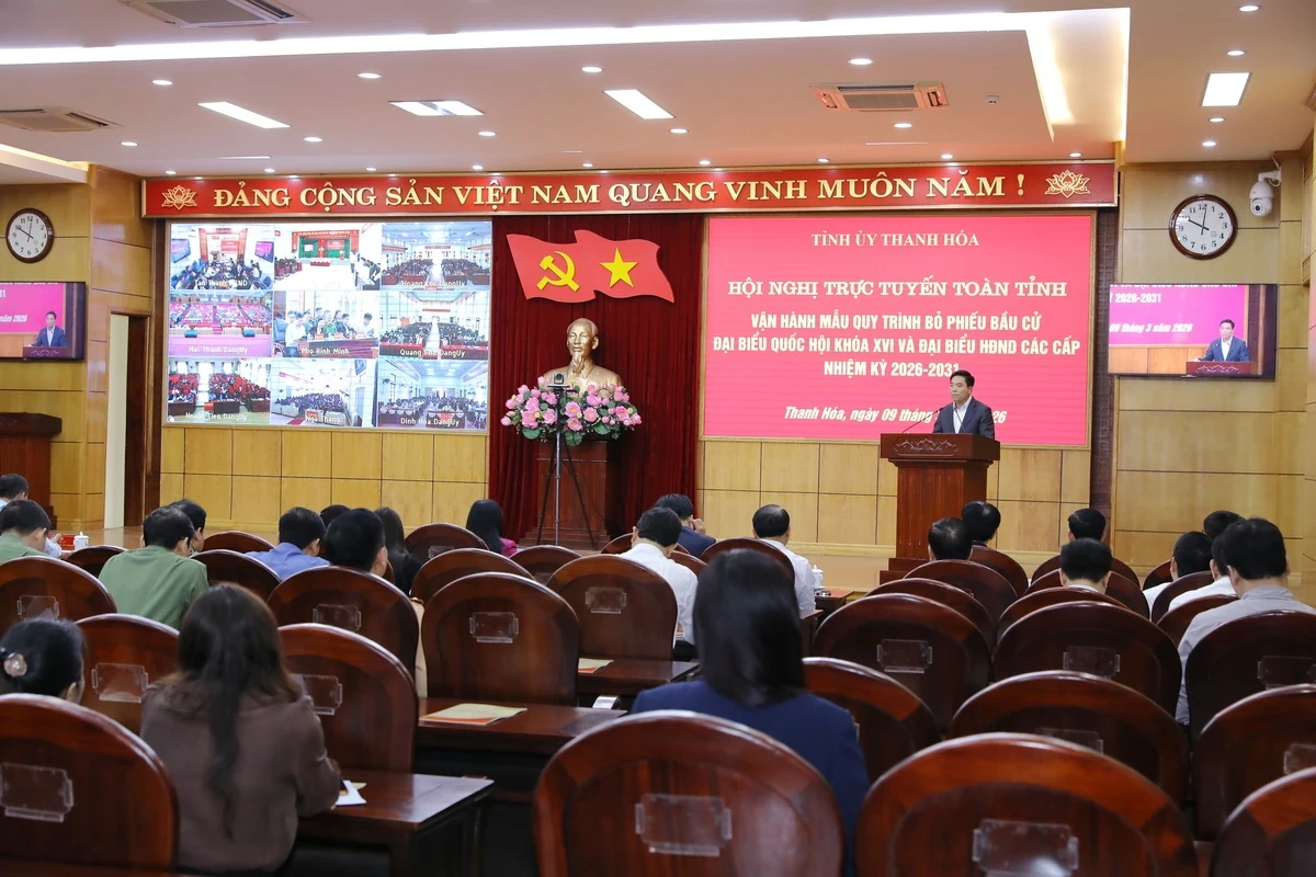 Hội nghị trực tuyến toàn tỉnh vận hành mẫu quy trình bỏ phiếu bầu cử đại biểu Quốc hội khóa XVI và HĐND các cấp nhiệm kỳ 2026-2031