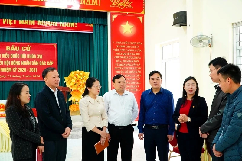 Phó Chủ tịch Ủy ban MTTQ tỉnh Nguyễn Thị Phương kiểm tra công tác bầu cử