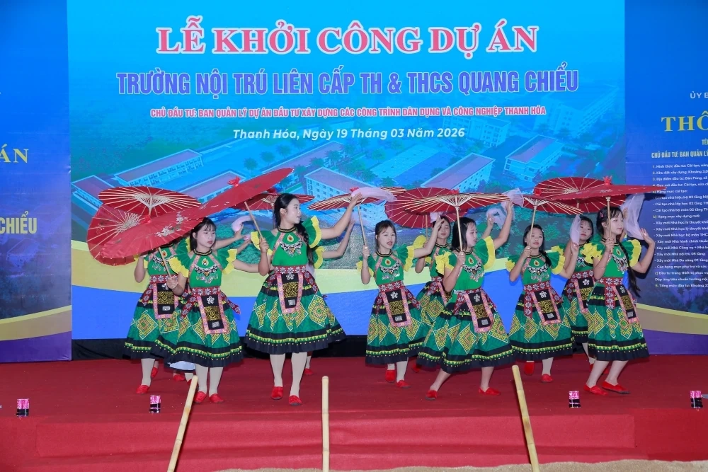 Thanh Hóa khởi công đồng loạt 10 trường phổ thông nội trú liên cấp tại các xã biên giới