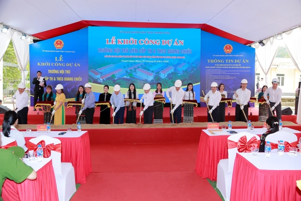 Thanh Hóa khởi công đồng loạt 10 trường phổ thông nội trú liên cấp tại các xã biên giới