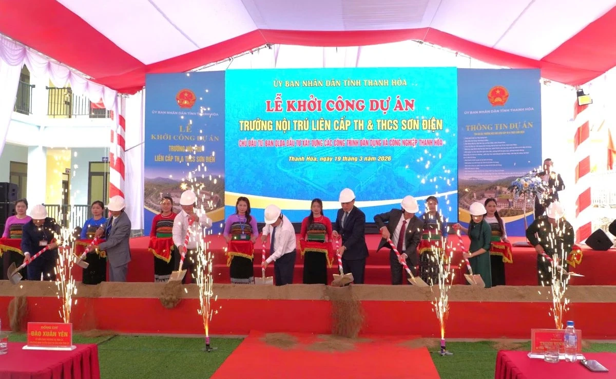 Thanh Hóa khởi công đồng loạt 10 trường phổ thông nội trú liên cấp tại các xã biên giới