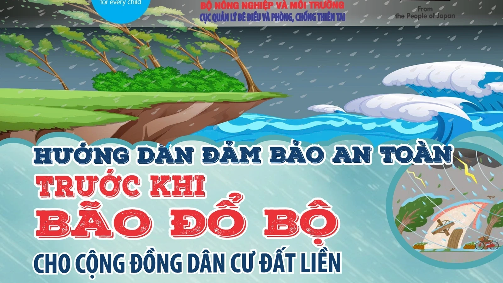 [Infographics] Hướng dẫn đảm bảo an toàn trước khi bão đổ bộ cho cộng đồng dân cư đất liền