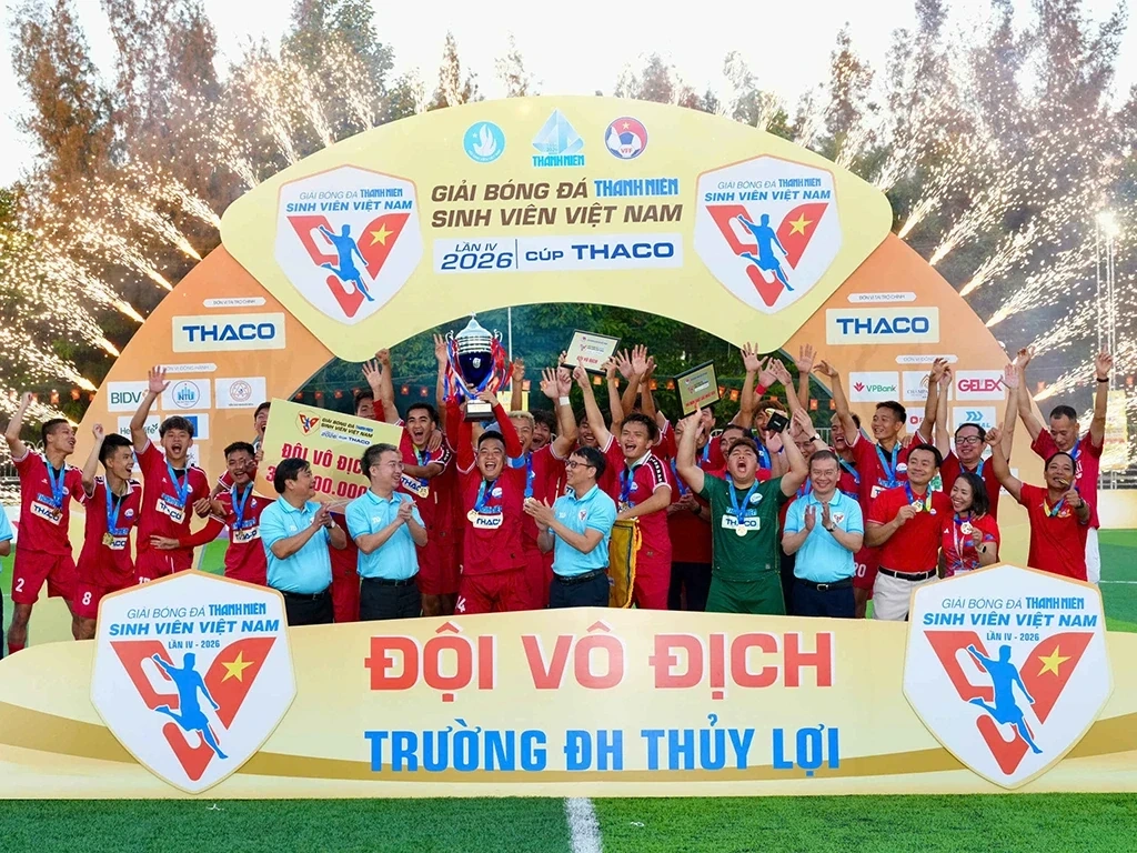 Giải bóng đá Thanh Niên sinh viên Việt Nam - Cúp THACO 2026: Trường ĐH Thủy lợi đăng quang, dấu ấn bản lĩnh của đại diện xứ Thanh