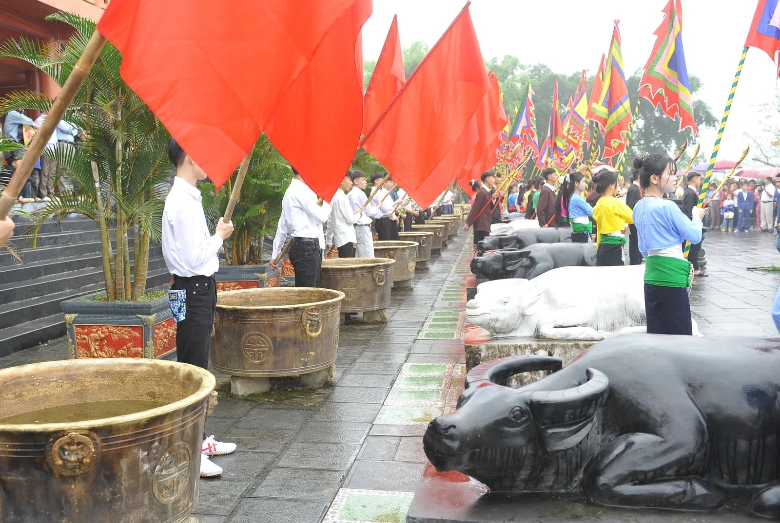 Đền Chín Gian rộn ràng ngày hội Dâng trâu tế trời năm 2026