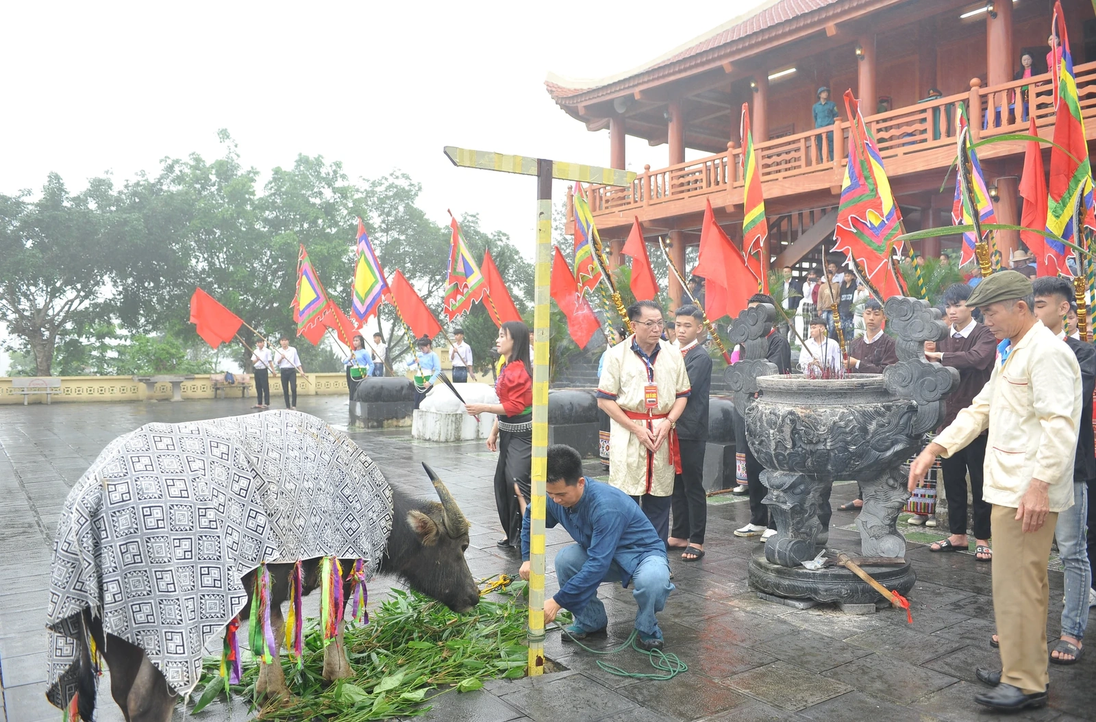 Đền Chín Gian rộn ràng ngày hội Dâng trâu tế trời năm 2026