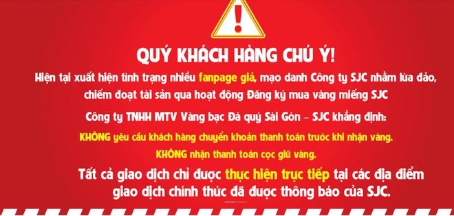 Các doanh nghiệp kinh doanh vàng đồng loạt đưa ra cảnh báo về fanpage giả mạo