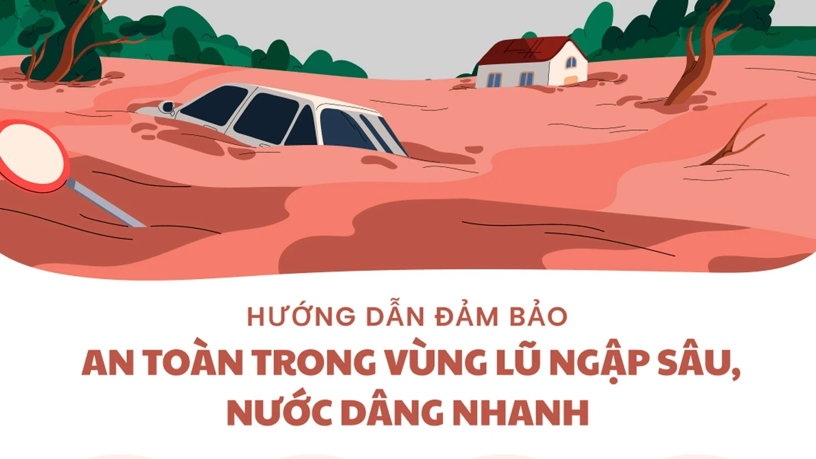 [Infographics] Hướng dẫn đảm bảo an toàn trong vùng lũ ngập sâu, nước dâng nhanh