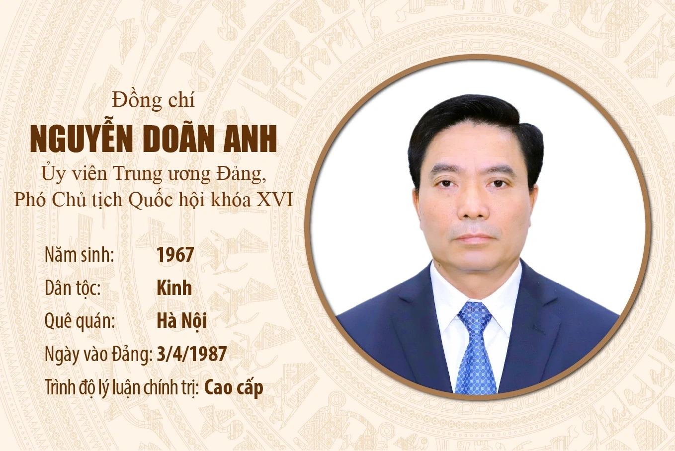 [Infographics] Tiểu sử Phó Chủ tịch Quốc hội Nguyễn Doãn Anh
